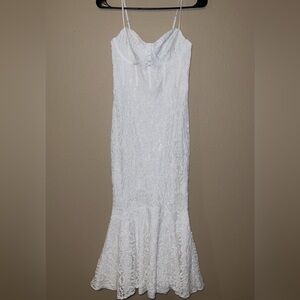 White Lace Strapless Dress